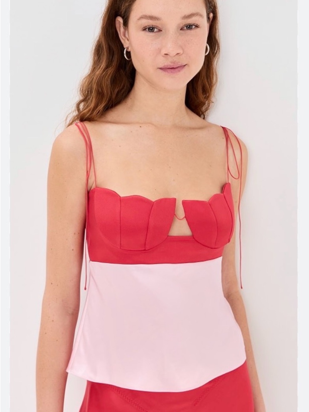 Anna October Gwyneth Top (Size M)- Red and Light Pink Camisole
